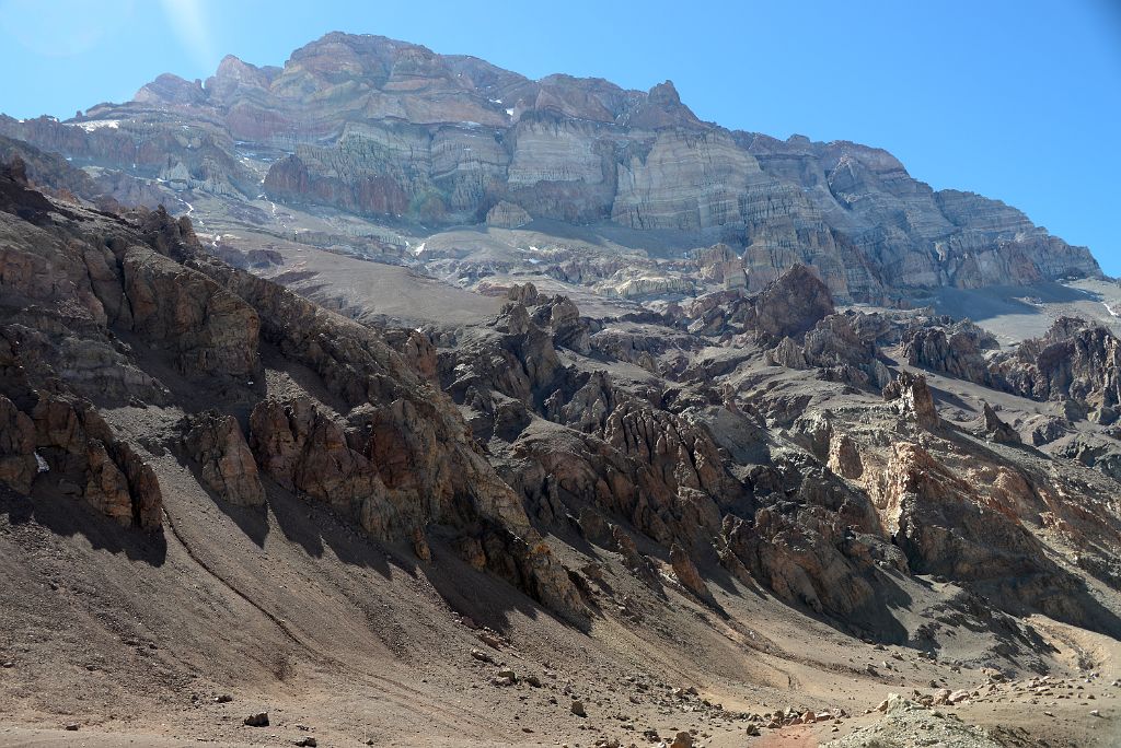 15 Aconcagua West Face Mid-Morning From Plaza de Mulas Base Camp